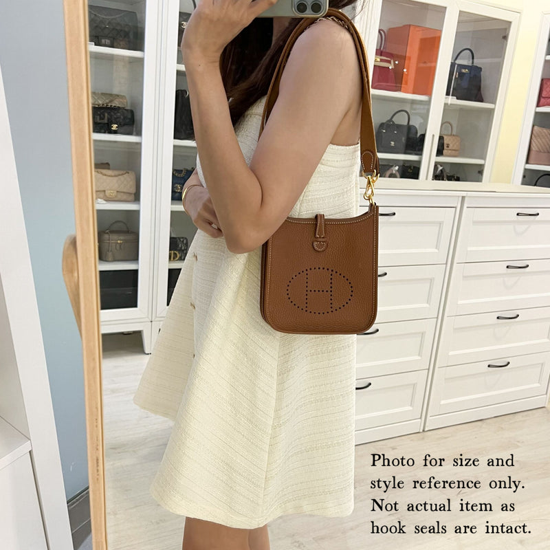 Hermes Mini Evelyne TPM in Gold Clemence Leather with Gold Strap and GHW