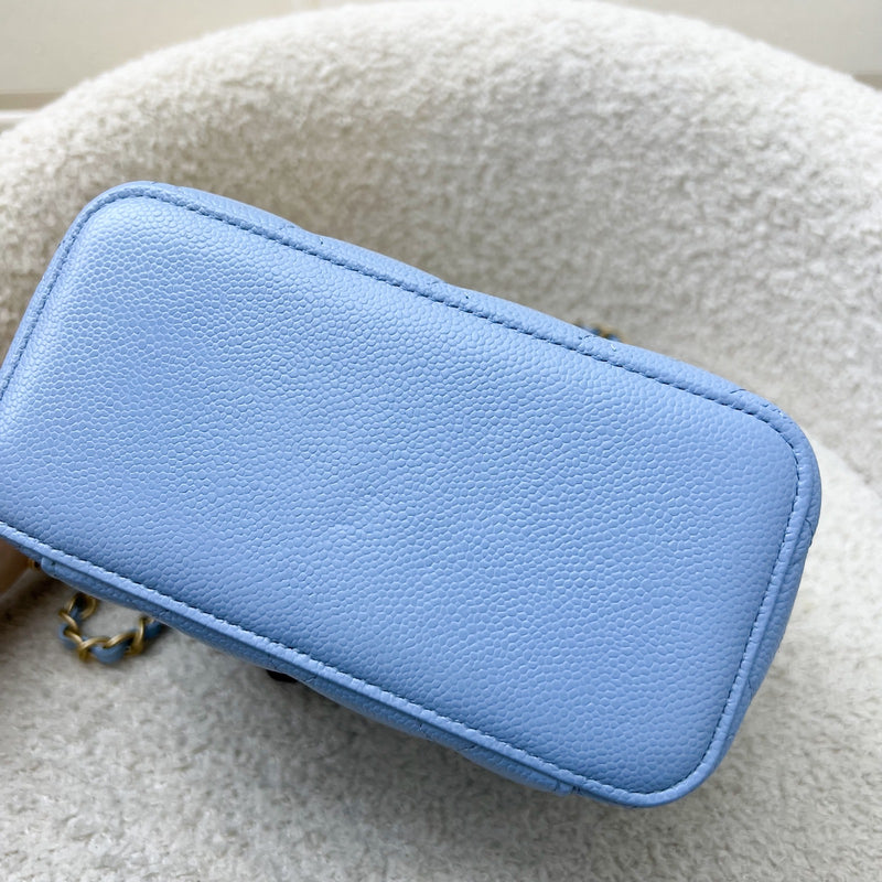 Chanel 22S "Pick Me Up" Vanity with Top Handle in Baby Blue Caviar and AGHW (Model: AP2805)