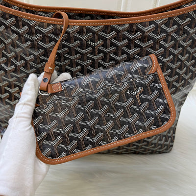 Goyard Boheme PM Hobo Bag in Black Goyardine Canvas with Camel Trim