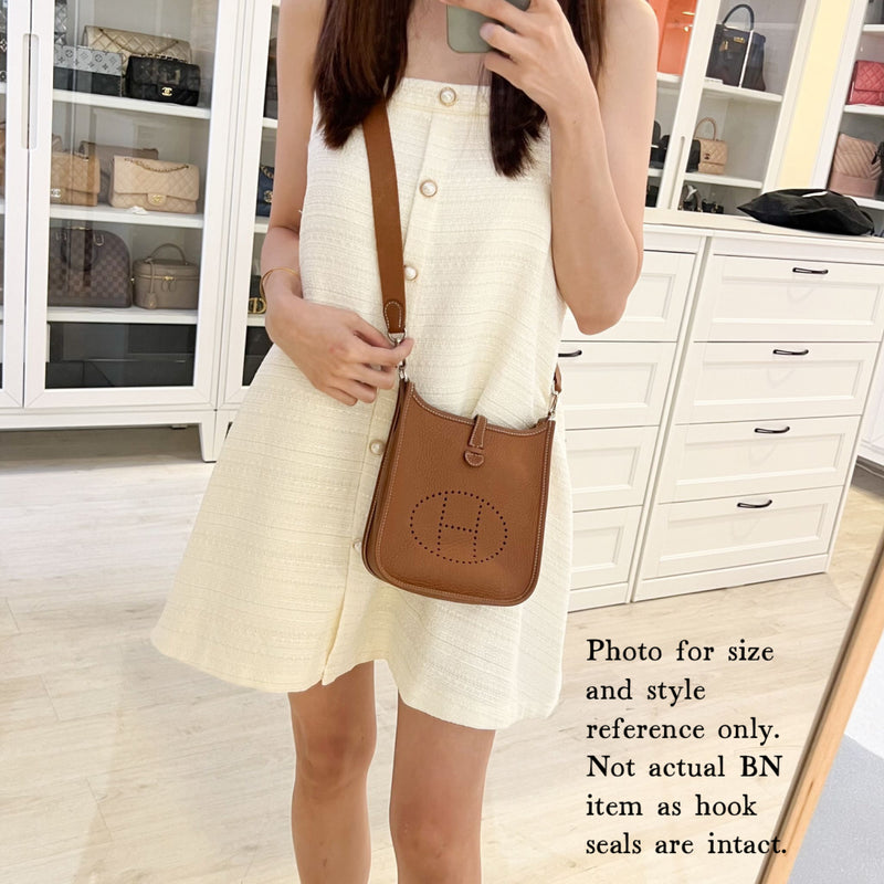 Hermes Mini Evelyne TPM in Gold Clemence Leather with Gold Strap and GHW