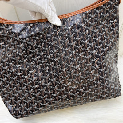 Goyard Boheme PM Hobo Bag in Black Goyardine Canvas with Camel Trim