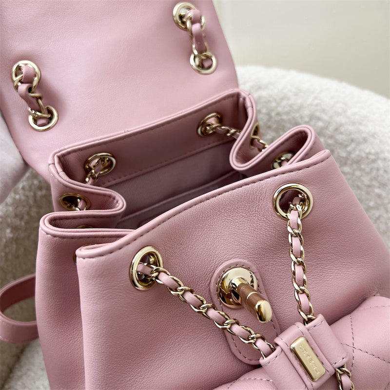 Chanel Duma Mini Backpack in 24P Light Pink Calfskin and LGHW