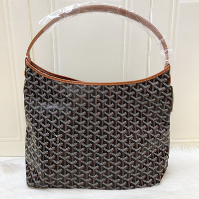 Goyard Boheme PM Hobo Bag in Black Goyardine Canvas with Camel Trim