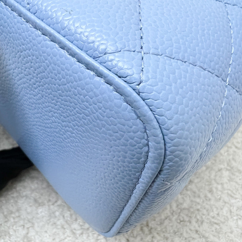 Chanel 22S "Pick Me Up" Vanity with Top Handle in Baby Blue Caviar and AGHW (Model: AP2805)