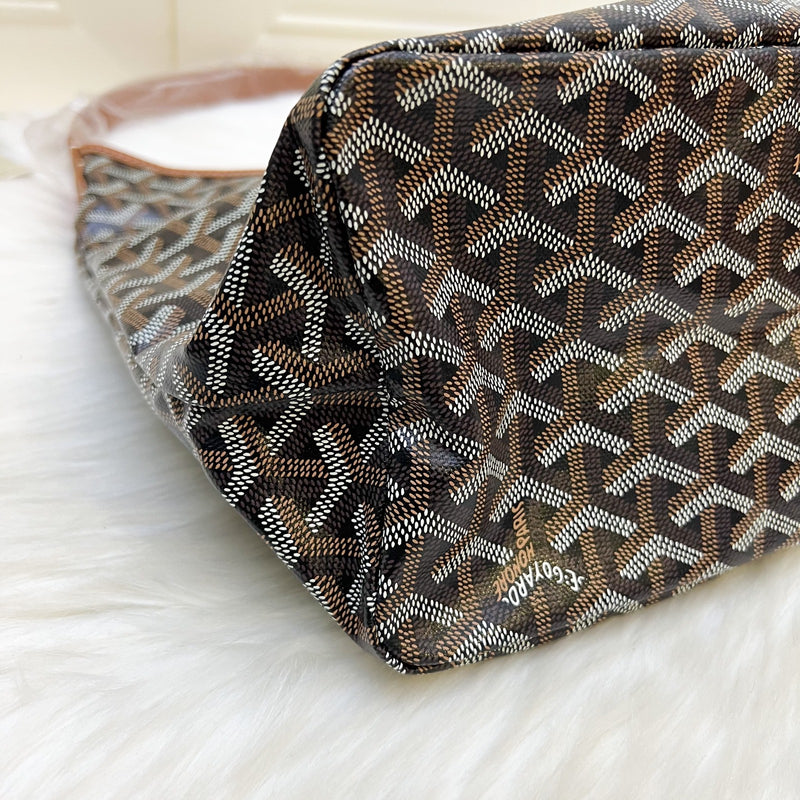 Goyard Boheme PM Hobo Bag in Black Goyardine Canvas with Camel Trim