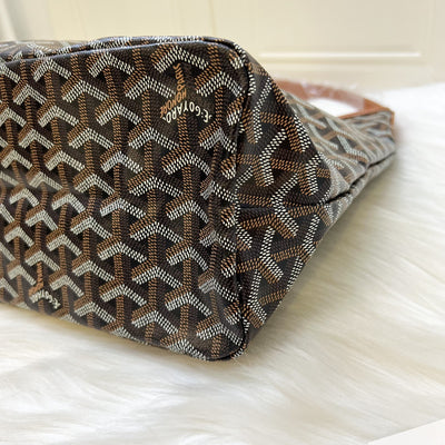 Goyard Boheme PM Hobo Bag in Black Goyardine Canvas with Camel Trim