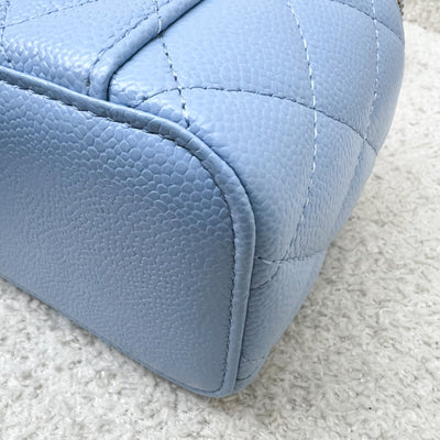 Chanel 22S "Pick Me Up" Vanity with Top Handle in Baby Blue Caviar and AGHW (Model: AP2805)