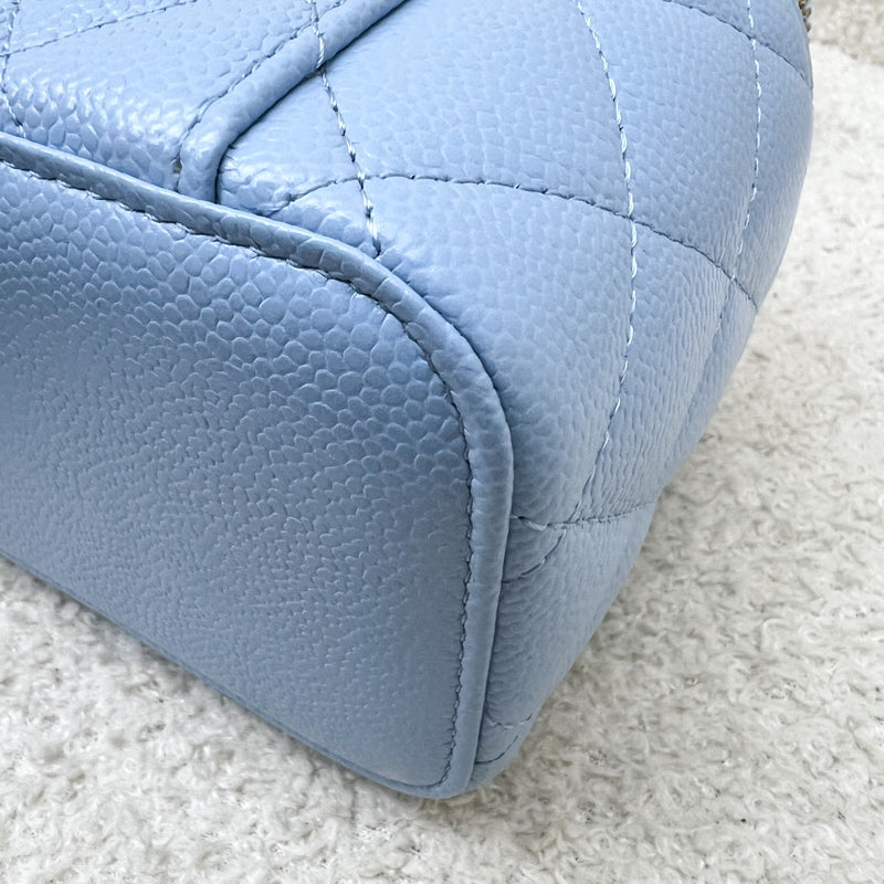 Chanel 22S "Pick Me Up" Vanity with Top Handle in Baby Blue Caviar and AGHW (Model: AP2805)