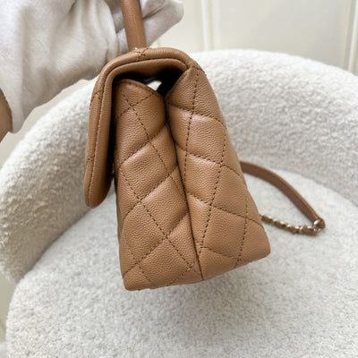 Chanel Small 24cm Coco Handle Flap in Caramel Caviar and LGHW (Model: A92990)