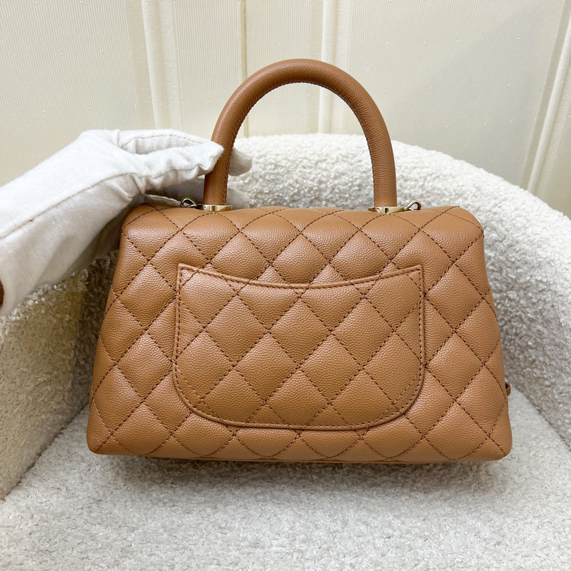 Chanel Small 24cm Coco Handle Flap in Caramel Caviar and LGHW (Model: A92990)