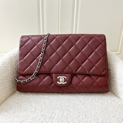 Chanel Timeless Clutch with Chain in Burgundy Red Caviar SHW