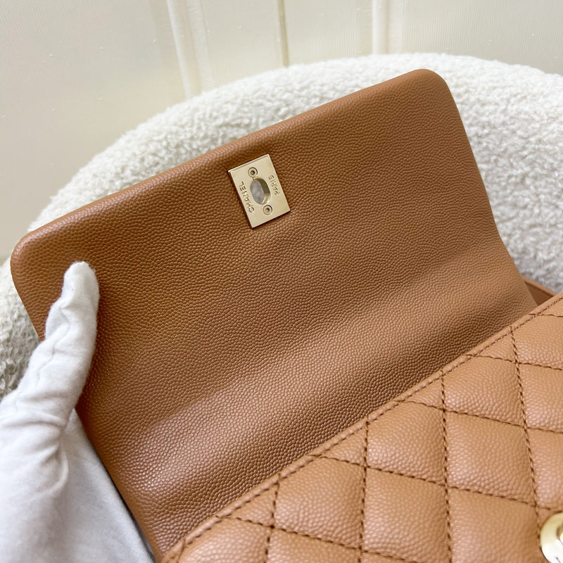 Chanel Small 24cm Coco Handle Flap in Caramel Caviar and LGHW (Model: A92990)