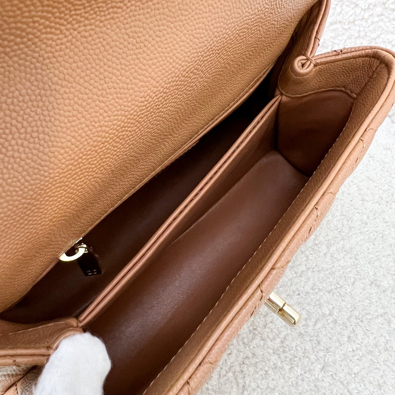 Chanel Small 24cm Coco Handle Flap in Caramel Caviar and LGHW (Model: A92990)