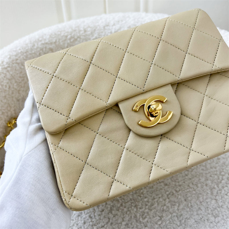 Chanel Vintage Square Mini in Beige Lambskin 24K GHW