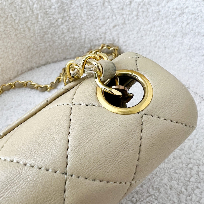 Chanel Vintage Square Mini in Beige Lambskin 24K GHW