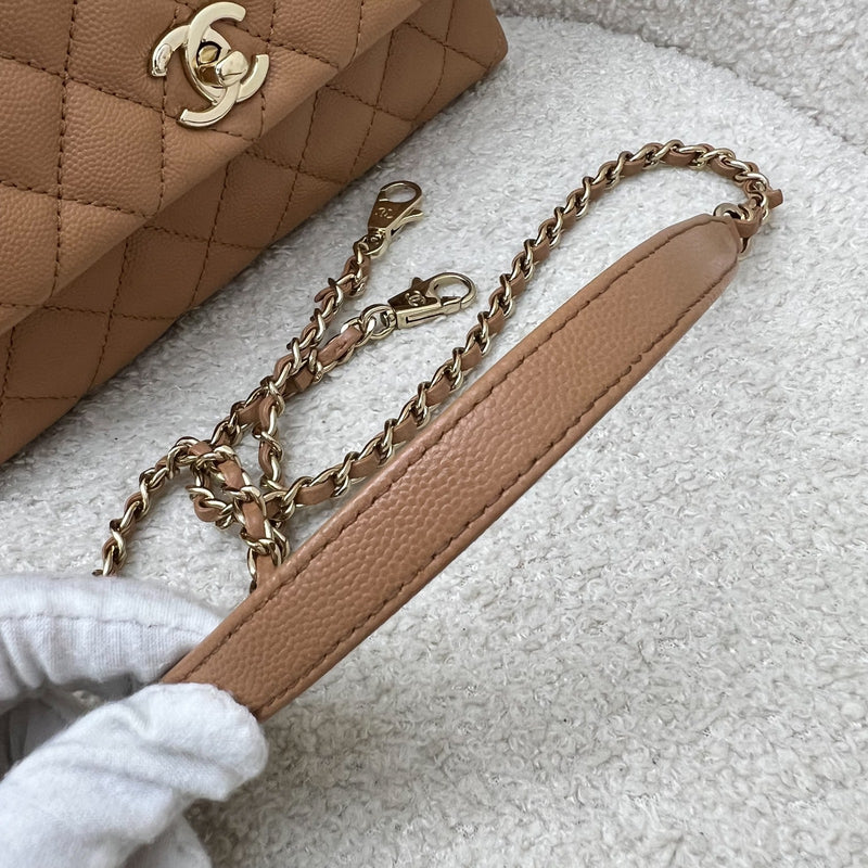 Chanel Small 24cm Coco Handle Flap in Caramel Caviar and LGHW (Model: A92990)