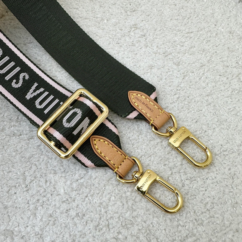 LV Multi Pochette Accessoires (MPA) Bandouliere Strap in Dark Green and Pink Canvas GHW