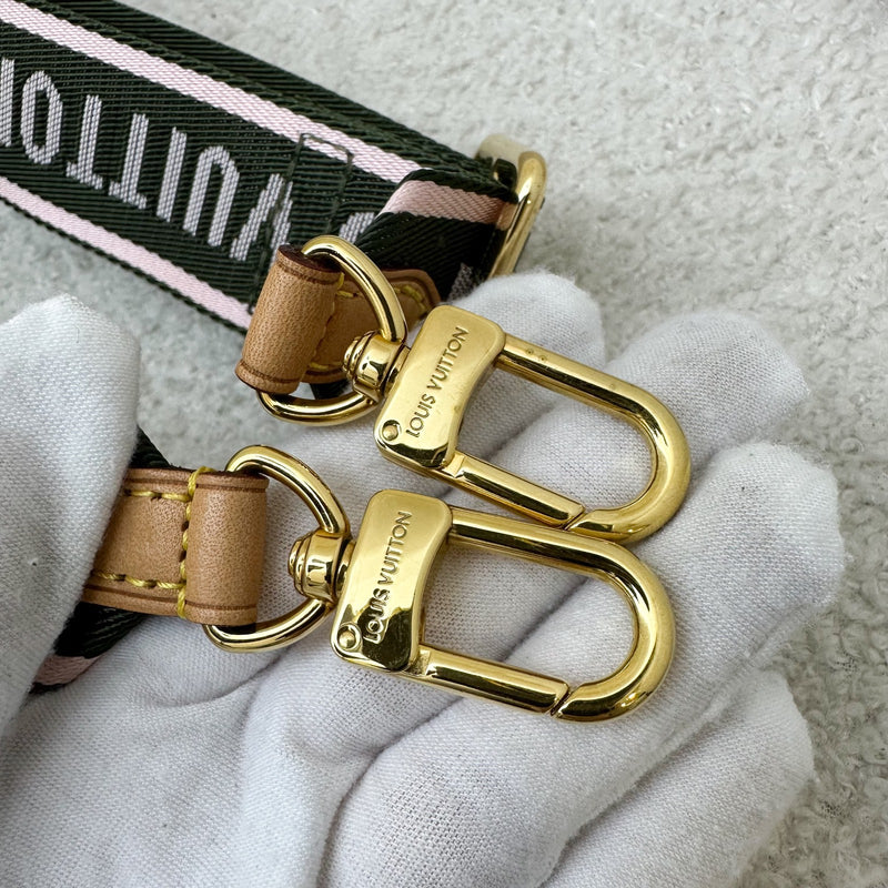 LV Multi Pochette Accessoires (MPA) Bandouliere Strap in Dark Green and Pink Canvas GHW