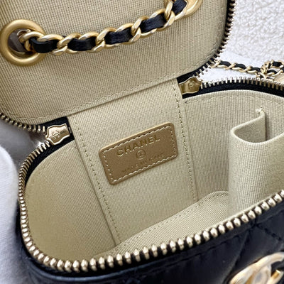 Chanel Pearl Crush Mini Cube Vanity in Black Lambskin and AGHW (Model: AP1447)