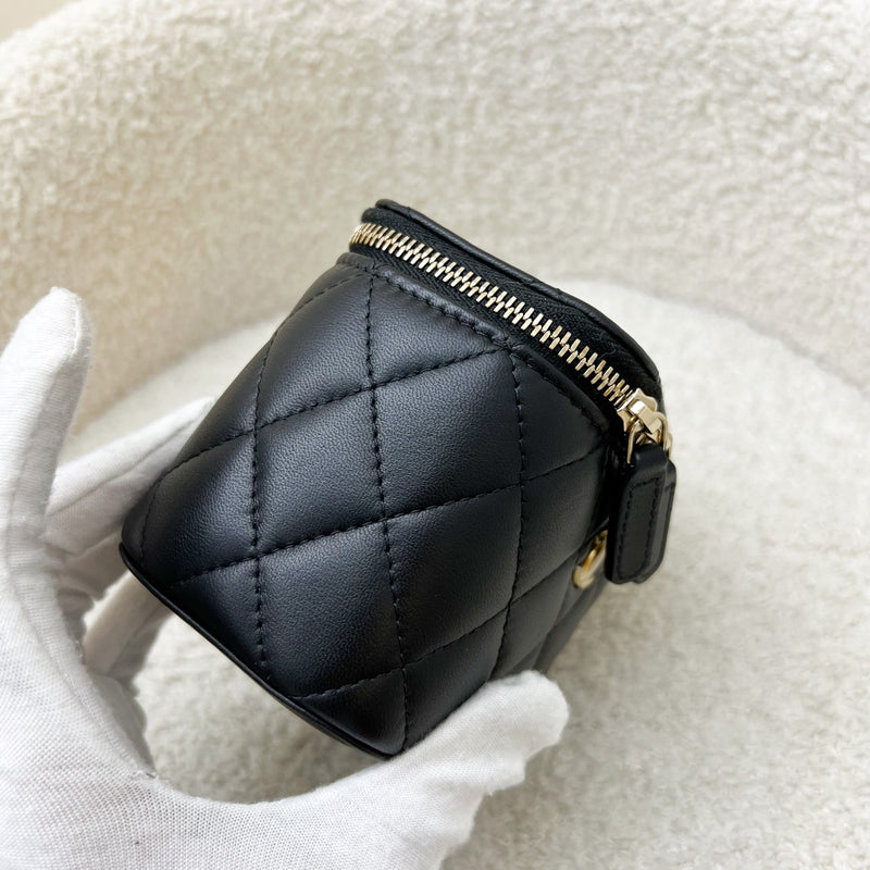 Chanel Pearl Crush Mini Cube Vanity in Black Lambskin and AGHW (Model: AP1447)