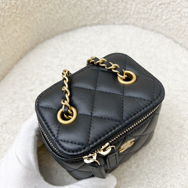 Chanel Pearl Crush Mini Cube Vanity in Black Lambskin and AGHW (Model: AP1447)