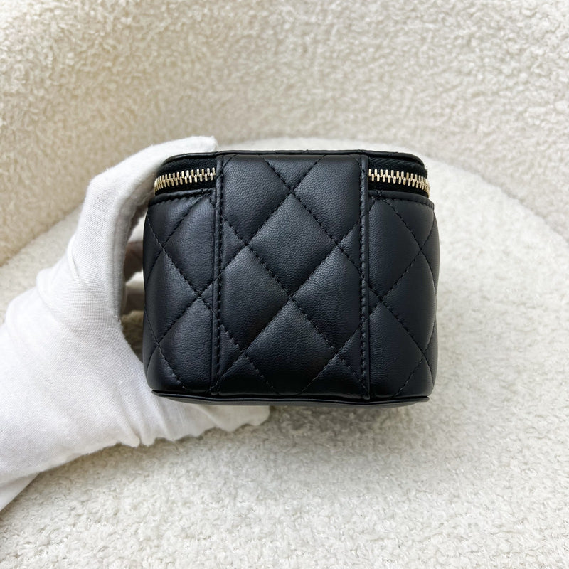 Chanel Pearl Crush Mini Cube Vanity in Black Lambskin and AGHW (Model: AP1447)
