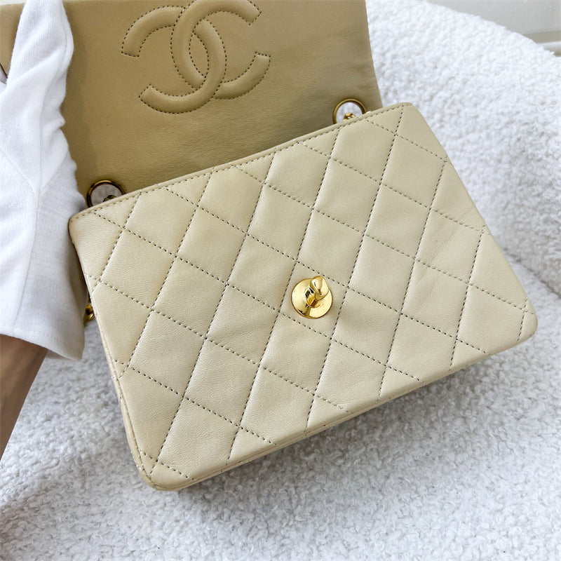 Chanel Vintage Square Mini in Beige Lambskin 24K GHW