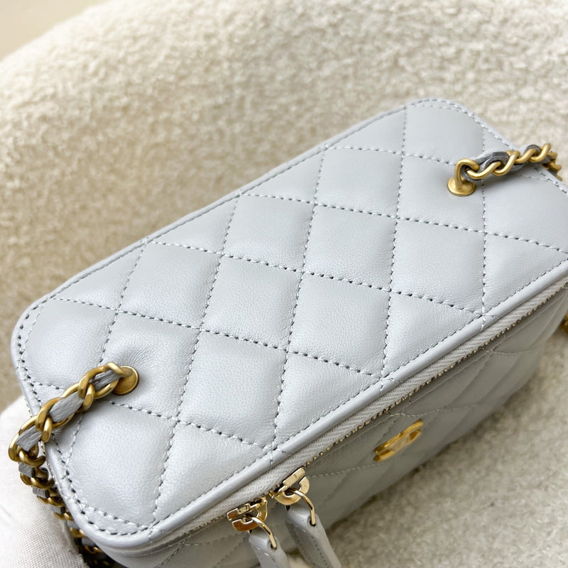 Chanel Pearl Crush Small Vanity in Grey Lambskin and AGHW (Model: AP2303)