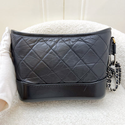 Chanel Small Gabrielle Hobo in Black Distressed Calfskin and 3 tone Hardware (Model: A91810)