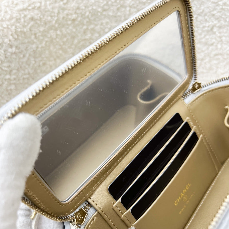 Chanel Pearl Crush Small Vanity in Grey Lambskin and AGHW (Model: AP2303)