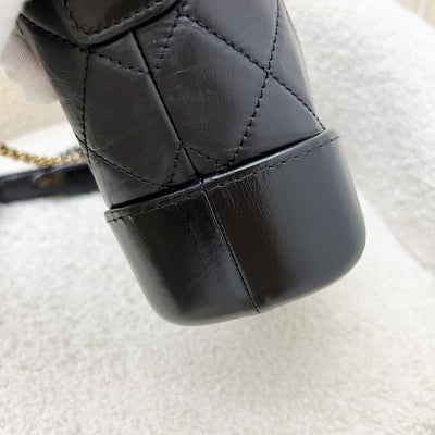 Chanel Small Gabrielle Hobo in Black Distressed Calfskin and 3 tone Hardware (Model: A91810)