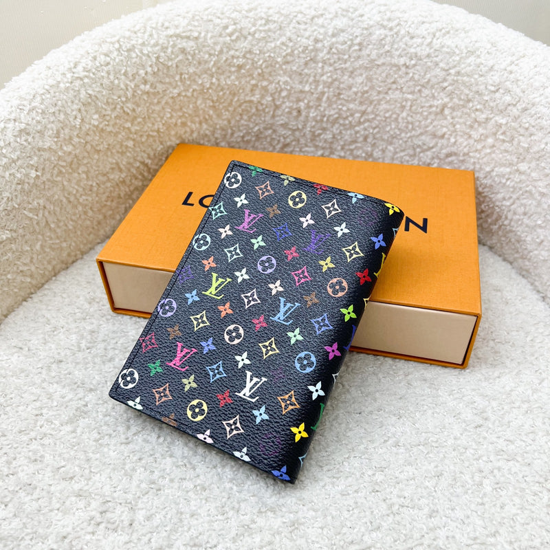 LV x TM Passport Cover in Murakami Multicolore Noir Black Monogram Canvas (Model: M13414)