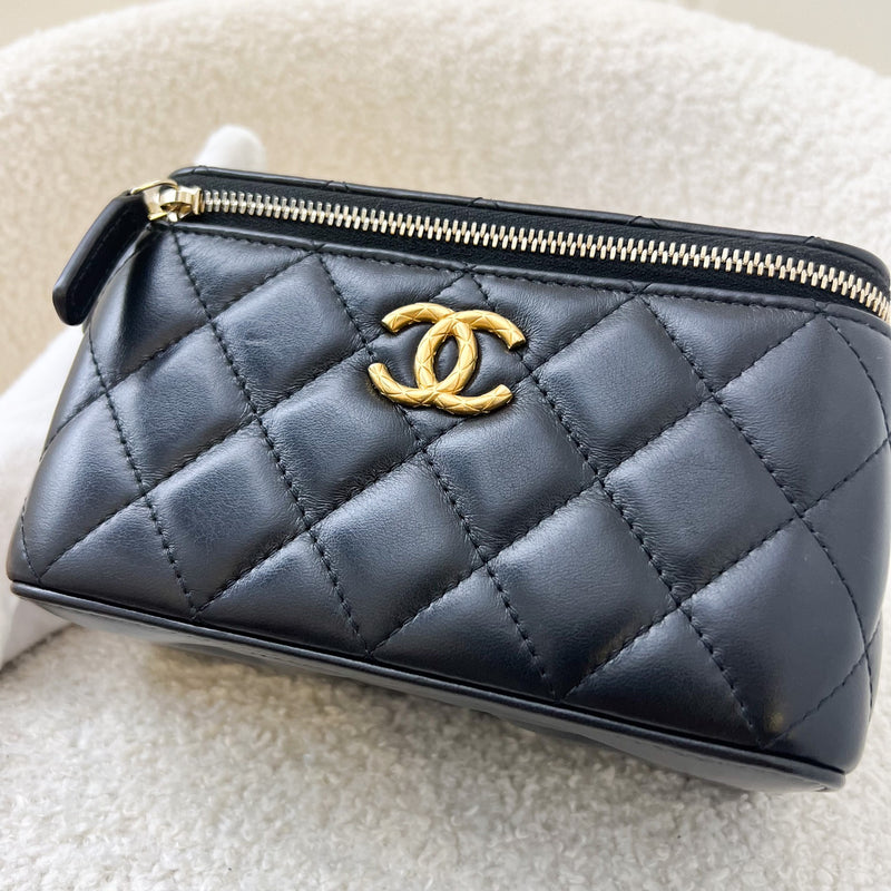 Chanel 22K Adjustable Chain Small Vanity in Black Lambskin AGHW