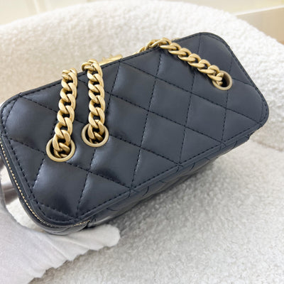 Chanel 22K Adjustable Chain Small Vanity in Black Lambskin AGHW