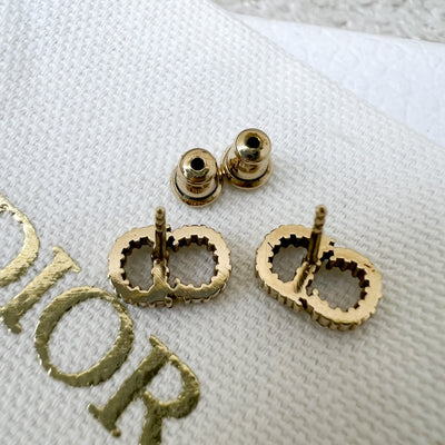 Dior Petit CD Mini Stud Earrings with Diamantes