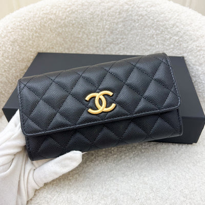 Chanel 23A Long Wallet in Black Caviar AGHW