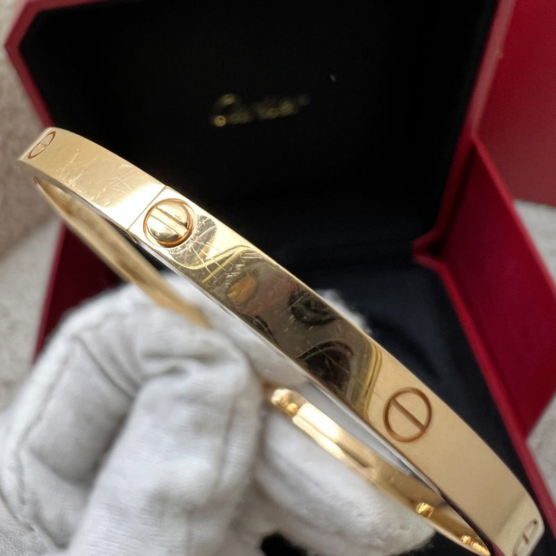 Cartier Love Bracelet Small Model SM in 18K Yellow Gold Sz 19