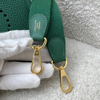 [2024 - New Short Strap] Hermes Mini Evelyne TPM in Vert Moyen Clemence Leather and GHW