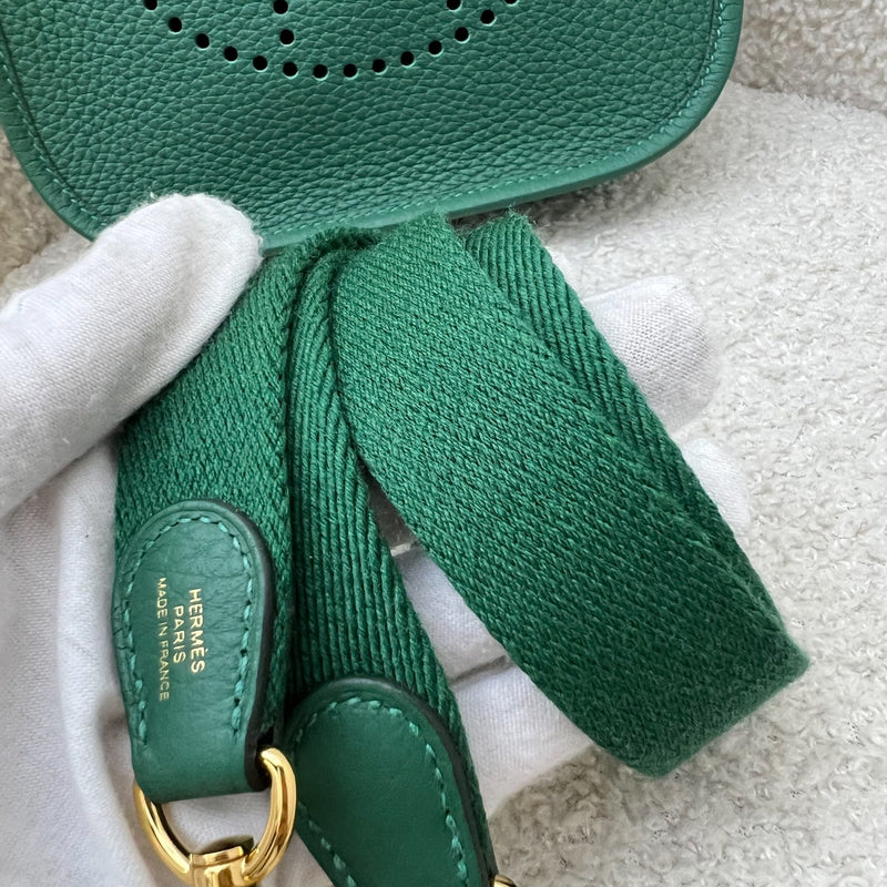 [2024 - New Short Strap] Hermes Mini Evelyne TPM in Vert Moyen Clemence Leather and GHW