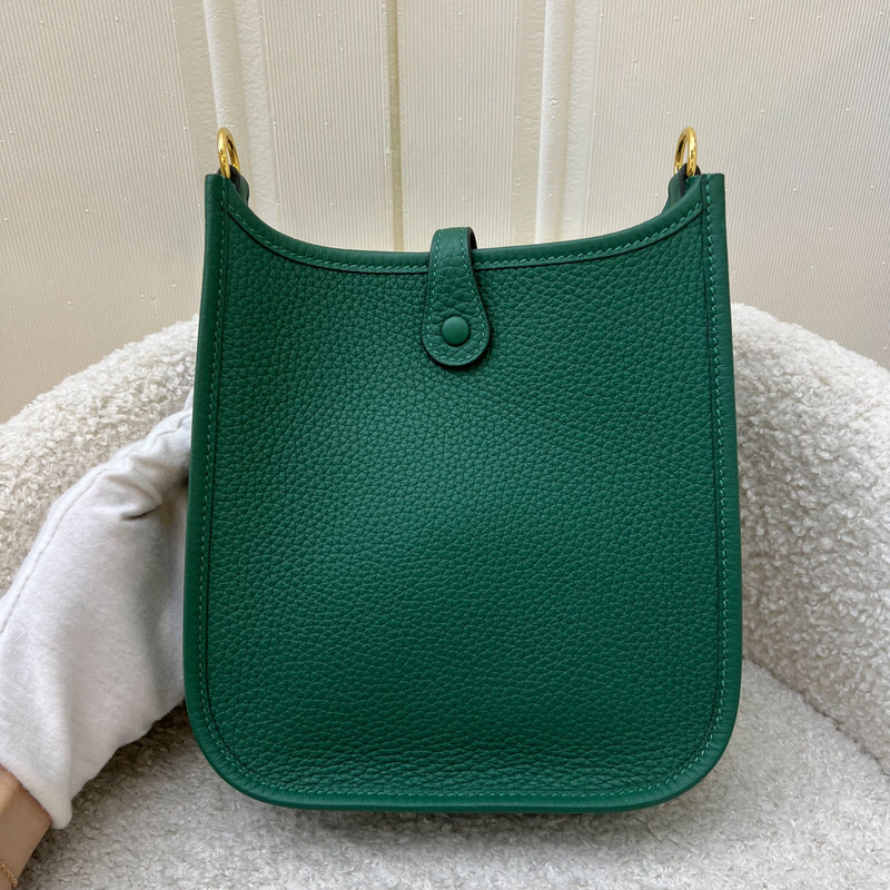 [2024 - New Short Strap] Hermes Mini Evelyne TPM in Vert Moyen Clemence Leather and GHW