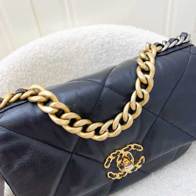 Chanel 19 Small Flap in Black Goatskin and 3-Tone HW