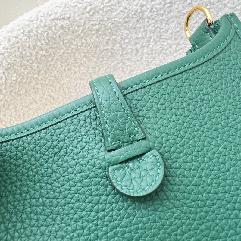 [2024 - New Short Strap] Hermes Mini Evelyne TPM in Vert Moyen Clemence Leather and GHW
