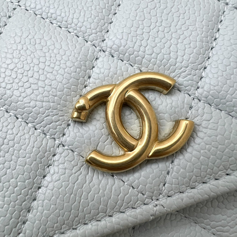 Chanel 24P Phone Holder Belt Bag with Adjustable Heart Chain in Mint Green Caviar and AGHW (Model: AP3762)