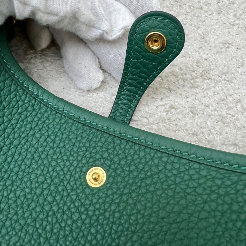 [2024 - New Short Strap] Hermes Mini Evelyne TPM in Vert Moyen Clemence Leather and GHW