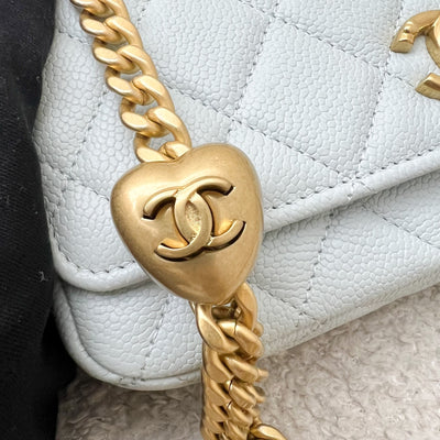 Chanel 24P Phone Holder Belt Bag with Adjustable Heart Chain in Mint Green Caviar and AGHW (Model: AP3762)