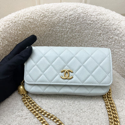 Chanel 24P Phone Holder Belt Bag with Adjustable Heart Chain in Mint Green Caviar and AGHW (Model: AP3762)
