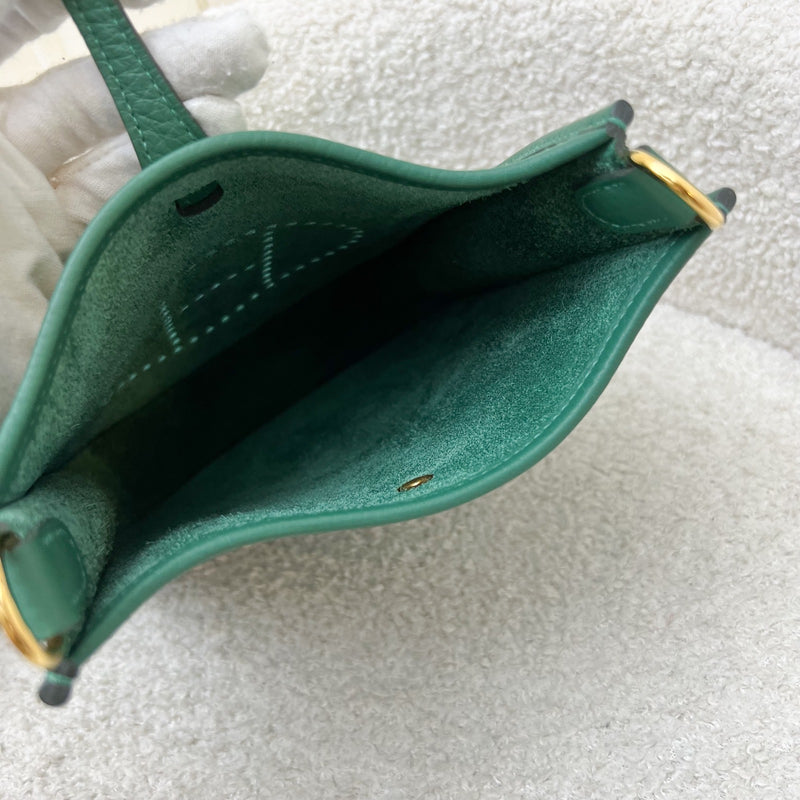 [2024 - New Short Strap] Hermes Mini Evelyne TPM in Vert Moyen Clemence Leather and GHW