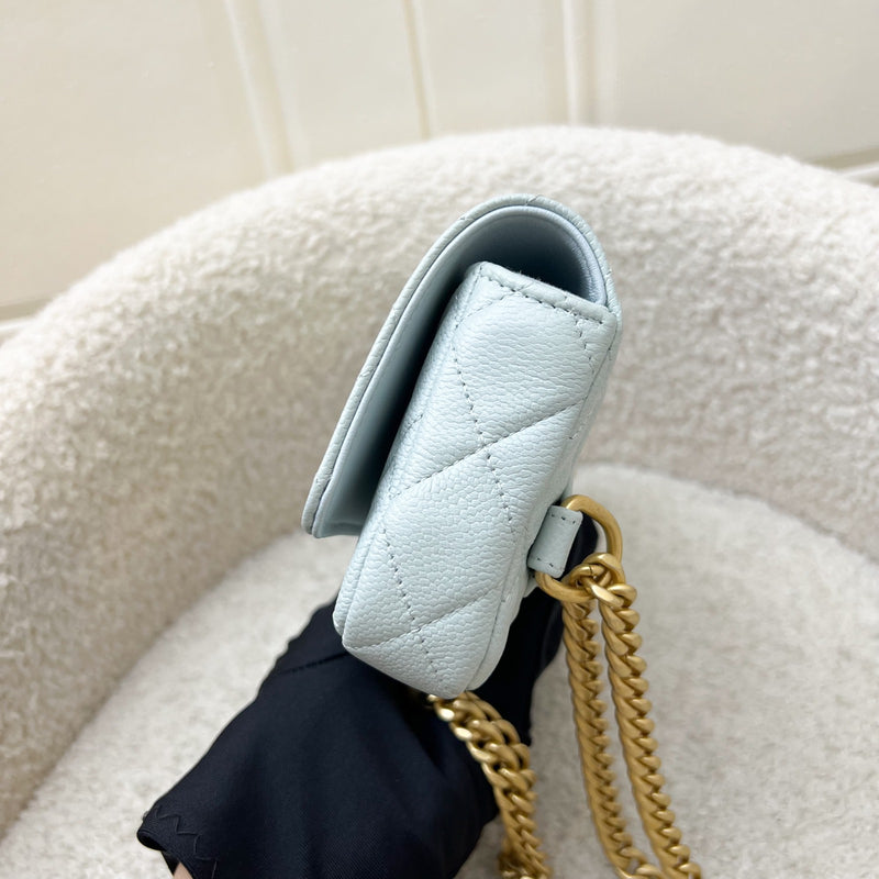 Chanel 24P Phone Holder Belt Bag with Adjustable Heart Chain in Mint Green Caviar and AGHW (Model: AP3762)