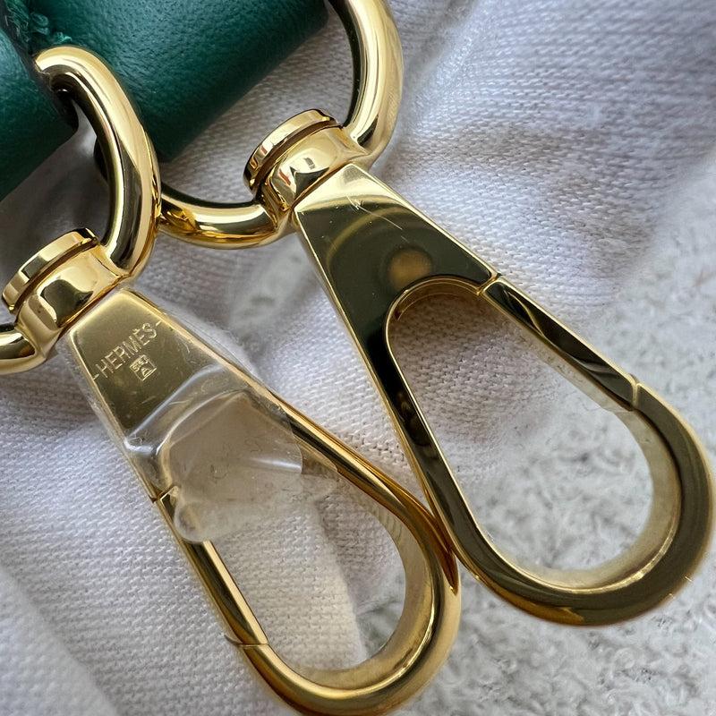 [2024 - New Short Strap] Hermes Mini Evelyne TPM in Vert Moyen Clemence Leather and GHW