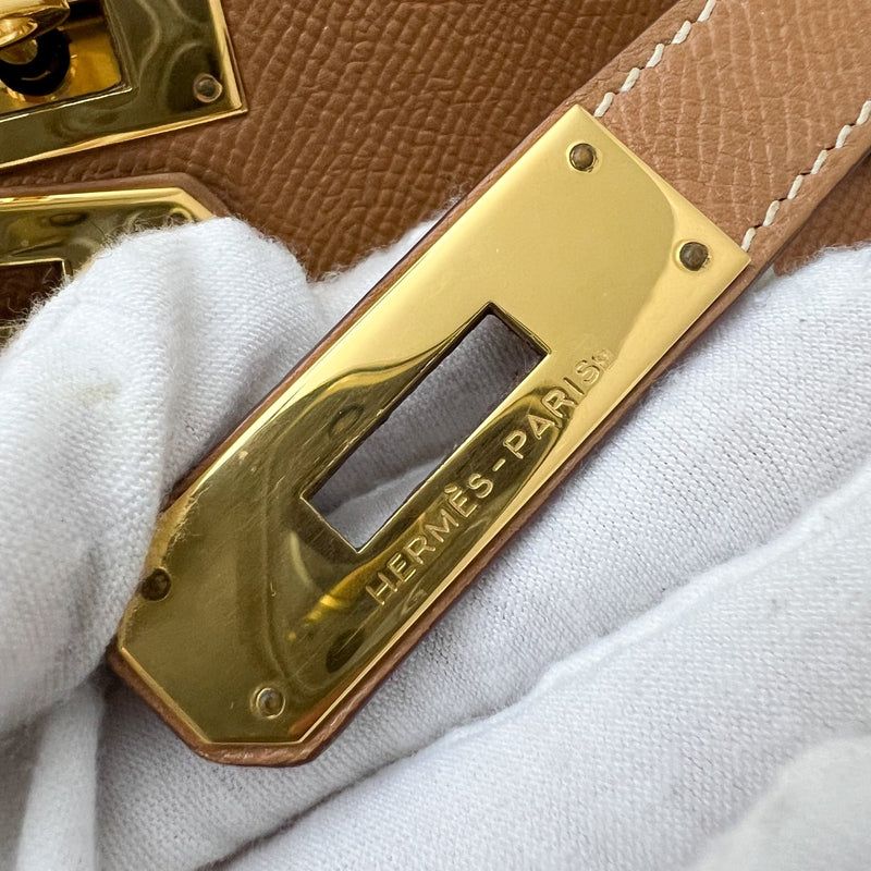 Hermes Vintage Kelly 28 in Gold Courcheval / Epsom Leather and GHW